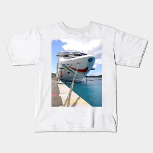 Norwegian Dawn  tied up in St. Thomas, USVI Kids T-Shirt